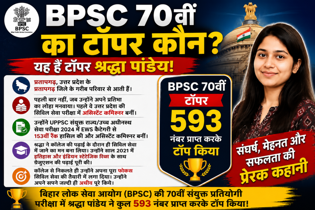 कौन हैं BPSC 70वीं परीक्षा की टॉपर श्रद्धा पांडेय? जानिए उनकी प्रेरक सफलता की कहानी