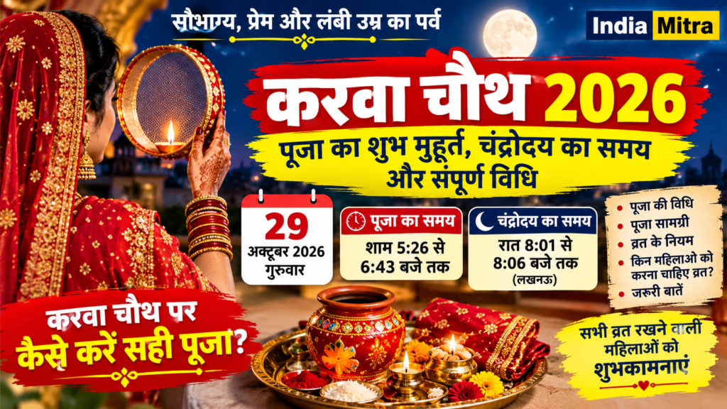 Karwa Chauth 2026: कल मनाया जाएगा करवा चौथ, जानिए पूजा का शुभ मुहूर्त, चंद्रोदय का समय और व्रत की संपूर्ण विधि