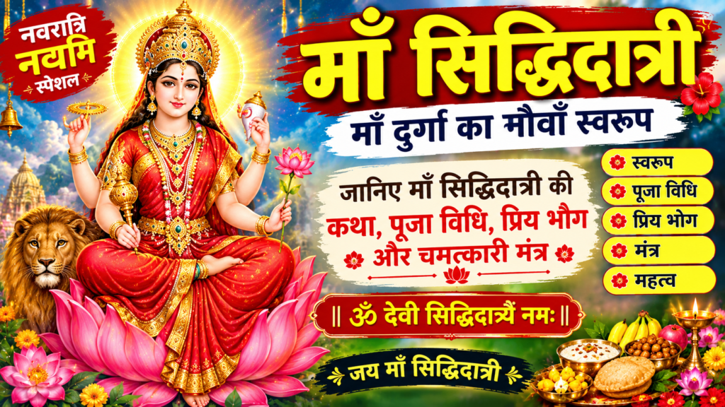 माँ सिद्धिदात्री: माँ दुर्गा का नौवाँ स्वरूप 🌺
